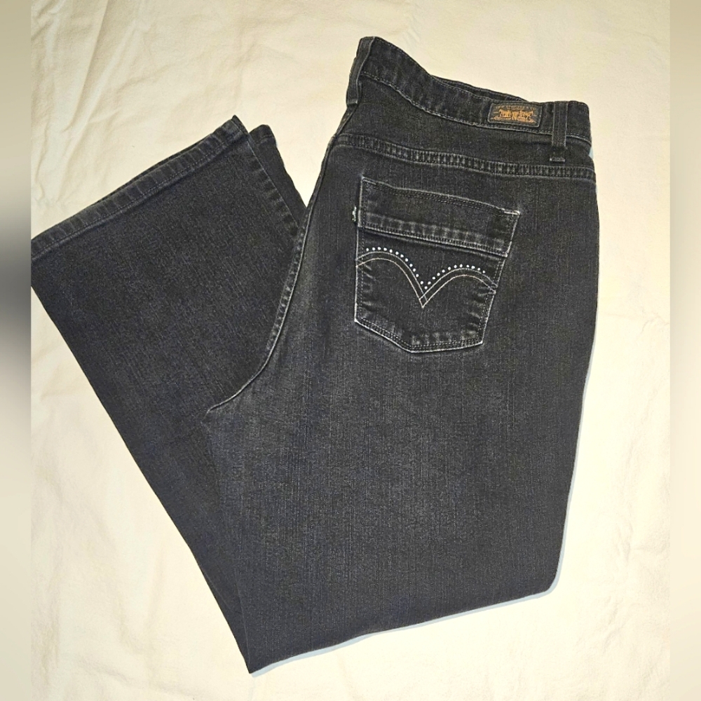 Women's Levi 580 Boot Cut Stretch Jeans Plus Size 18 Silver Stud Pockets